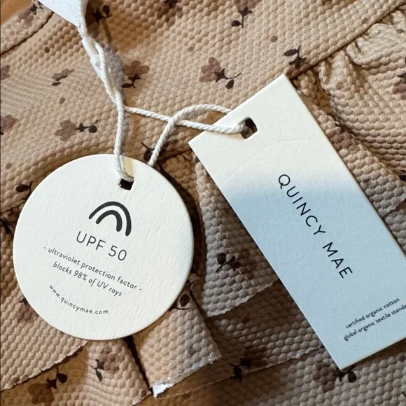 NWT Quincy Mae Adorable Tan Ruffle Swimsuit 2-3 - Picture 3 of 3